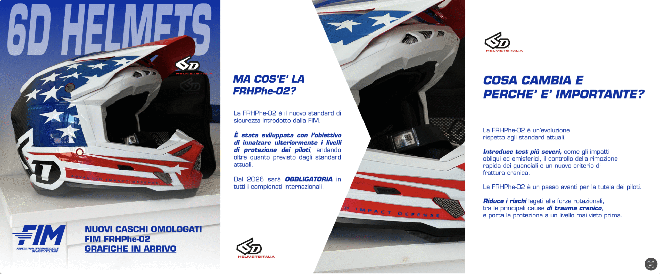 Casco 6D Helmets omologato FIM FRHPhe-02 per motocross ed enduro